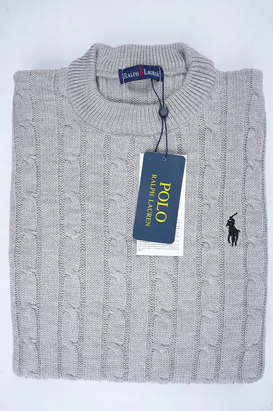 Pull Ralph col rond en coton 100% Ref-VG7720d ( Gris )