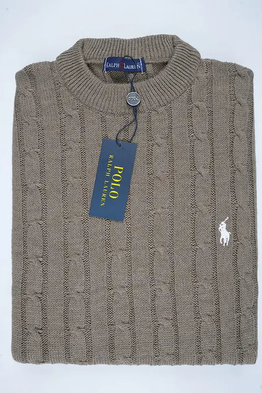 Pull Ralph col rond en coton 100% Ref-VG7720d ( Beige foncé )