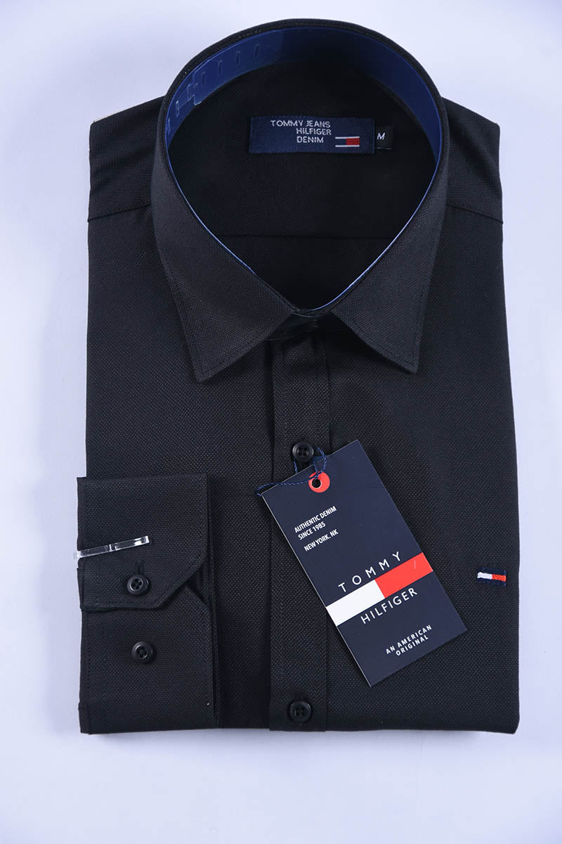 Chemise Tommy Oxford coton piqué Ref-Pc07810 ( Noir )