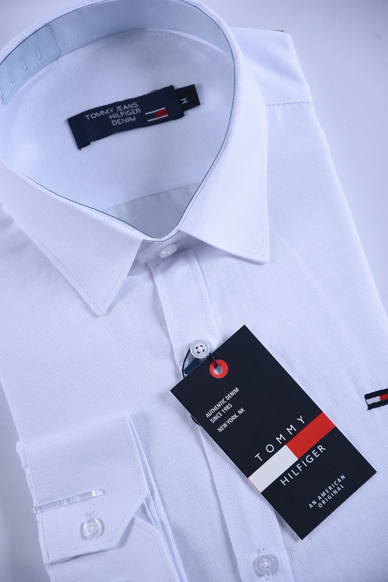 Chemise Tommy Oxford coton piqué Ref-Pc07810 ( Blanche )