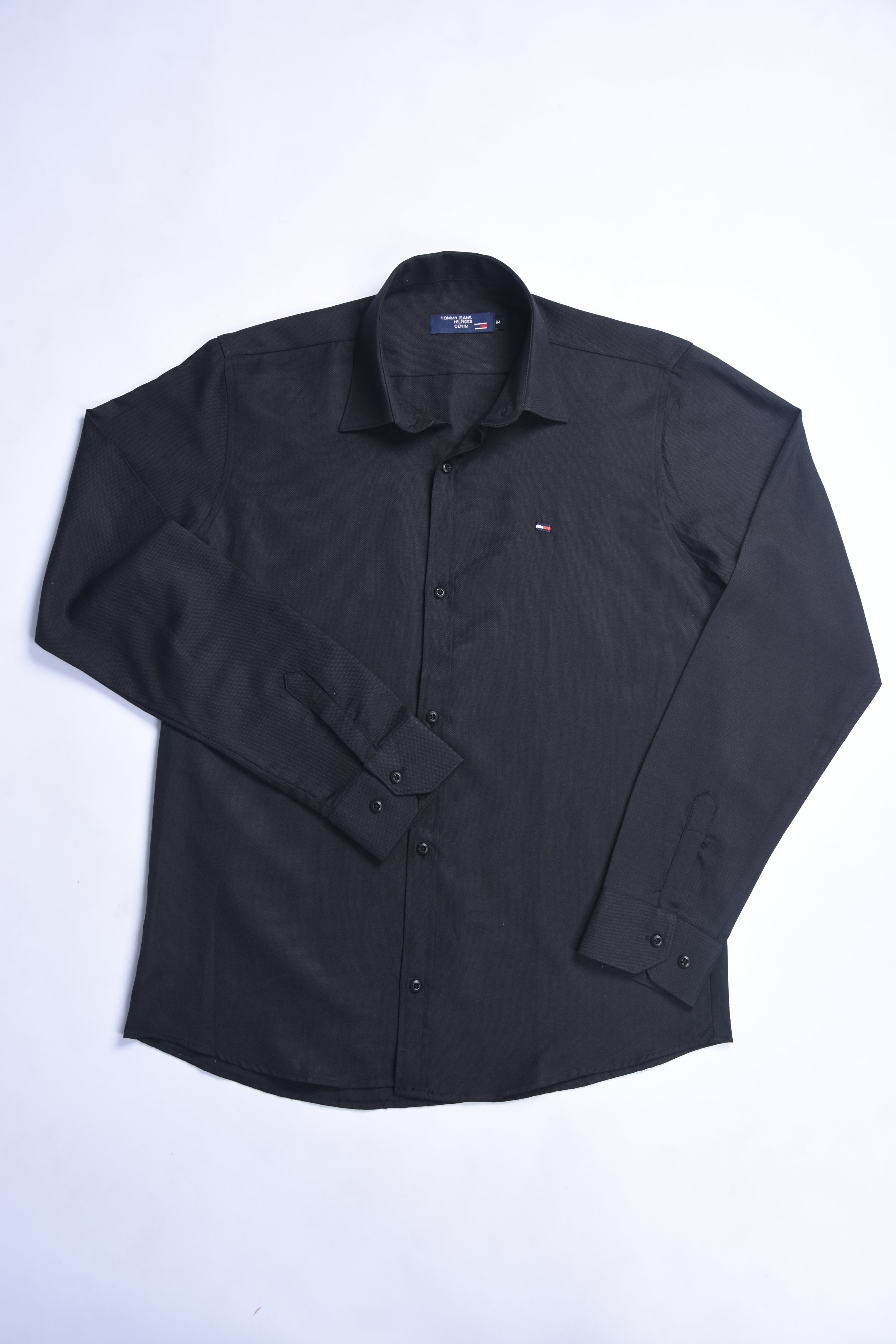 Chemise Tommy Oxford coton piqué Ref-Pc07810 ( Noir )