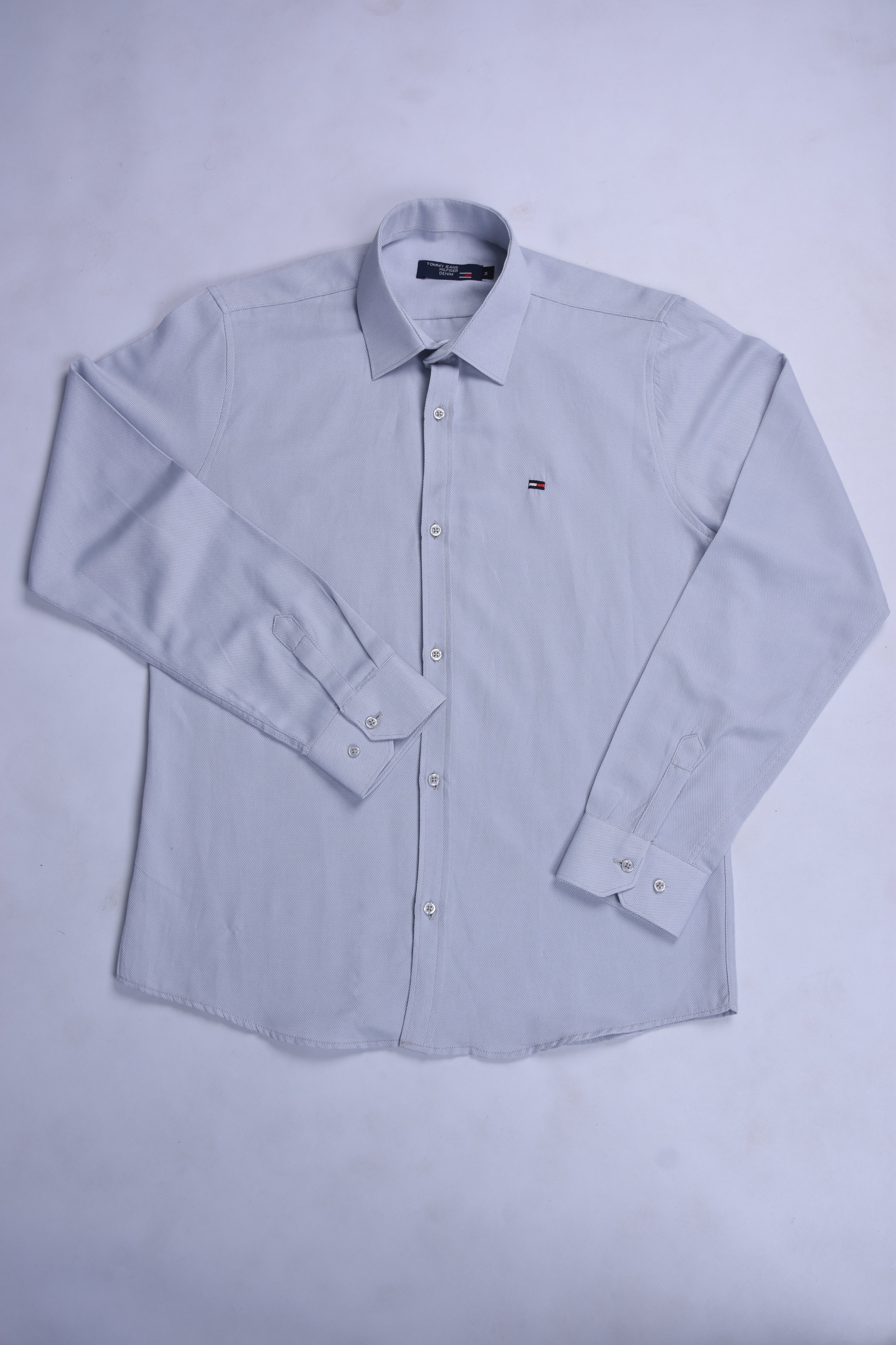 Chemise Tommy Oxford coton piqué Ref-Pc07810 ( Gris clair )