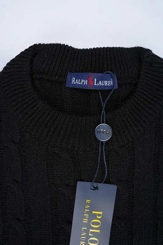 Pull Ralph col rond en coton 100% Ref-VG7720d ( Noir )