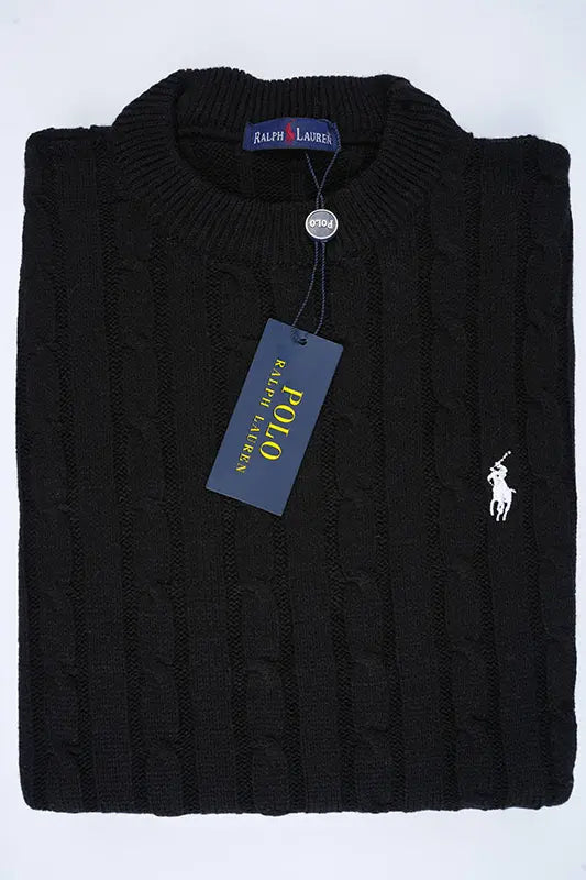 Pull Ralph col rond en coton 100% Ref-VG7720d ( Noir )