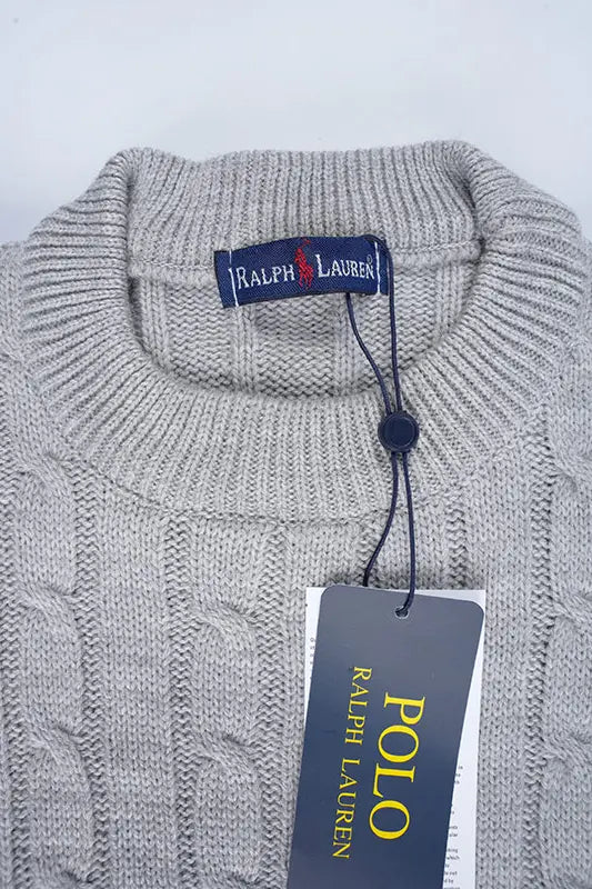 Pull Ralph col rond en coton 100% Ref-VG7720d ( Gris )
