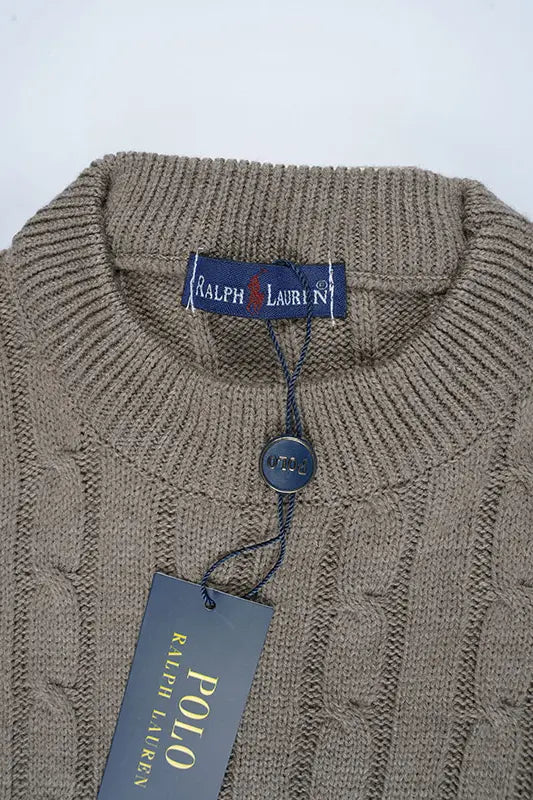 Pull Ralph col rond en coton 100% Ref-VG7720d ( Beige foncé )